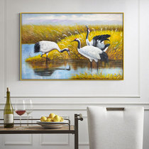 Original Hand-painted Oil Painting Restaurant Decoration Painting Xuanguan Hung Painting New Chinese Style Brief Beauty Fresco Dantop Crane Background Wall Painting