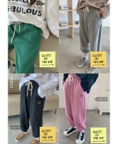 22 spring new childrens five-color school go to b into the closing sweatpants smiley face sweatpants 9 points pants