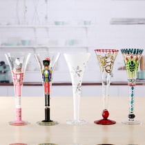 Bei Li unleaded creative personality artificial hand-painted glass goblet cocktail glass champagne glass bar wine cup