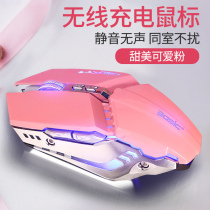 Pink wireless mouse for girls Cute silent silent rechargeable Cute girl Notebook Desktop computer Universal game unlimited mouse for Lenovo Asus Huawei Xiaomi Apple HP