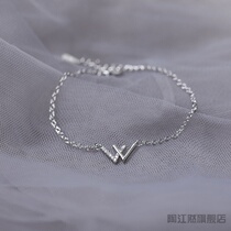 Couples s925 silver bracelet female tide ins niche design simple hand ornaments letter girlfriends simple cold wind bracelet