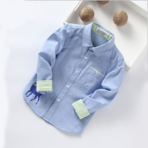 2021 spring and autumn new Korean version of the boy cotton shirt middle and large childrens childrens baby casual long-sleeved white shirt