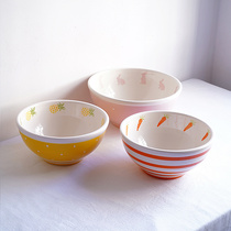 Eurostyle cute pink rabbit yellow Pineapple Orange Carrot ceramic Large bowl of soup bowl Noodle Bowl Big home