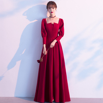 Toast service bride Autumn and winter 2021 New Red thin chorus wedding dress dress women long back