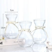 (two pieces) Creative glass vase transparent hydroponic green loo Guanyin bamboo flower arrangement bottle living-room decorated with small hem