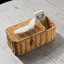 Kens Nordic style living room tea table tissue box home light luxury multi-function remote control storage drawer box imitation rattan weaving