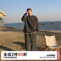 OFFBORD washed sweater pants Sports Leisure set men loose Japanese retro spring and autumn handsome two-piece set