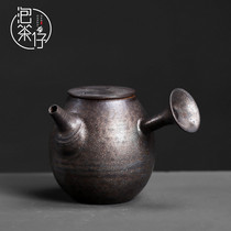 Japanese-style rough pottery gilt ceramic side pot single teapot kung fu tea set home antique old-fashioned ceramic tea maker