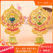 Buddhist supplies 6 inch painted enamel eight auspicious ornaments Auspicious Eight Treasure gilt gilt gold-plated New