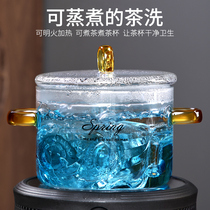 Glass tea washing can be heated Extra large with lid to wash teacups Household utensils Electric pottery stove high temperature cocoa cooking