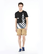 Canoe Korean Slim Fashion Joker Mens Round Neck Personality Print Cotton Short Sleeve T-Shirt