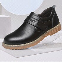 Beef Tendon Large Bottom Black Single Leather Shoes Mens Round Leather Casual Tooling Shoes Spring Autumn Season Sturdy anti-slip Head mens shoes