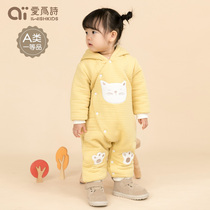 Love for poetry newborn baby clothes autumn and winter clothes newborn baby one-piece clothes oblique open hooded out of winter