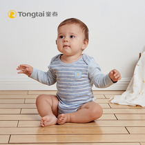 Tongtais new baby spring and autumn long-sleeved bag fart clothes 3-18 months male and female baby pullover jumpsuit striped romper