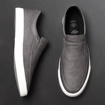 Tide Cards 2022 New Genuine Leather Lefu Shoes Men One Foot Pedal Sloth Shoes 100 Hitch Casual Board Shoes Fashion Small Leather Shoes