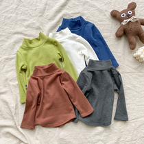 Childrens Newborn Joker Children Semi-high neck base shirt Men and Women Baby Stretch Long Sleeve T-shirt Autumn and Winter