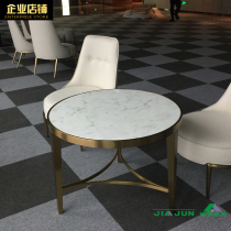 Simple modern sales office negotiation table VIP reception area stainless steel round table natural marble reception table 5502