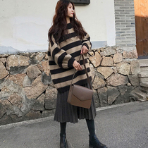 2021 New early spring autumn fat mm thin loose Korean sweater skirt large size womens two-piece set