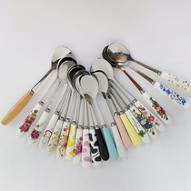 5 sets of honey spoon milk tea spoon ceramic stainless steel coffee spoon mixing spoon cute creative dessert seasoning spoon