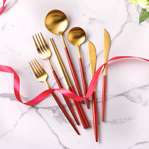 304 stainless steel Western dessert steak knife and fork spoon three or four sets of household net red tableware knife and fork spoon chopsticks