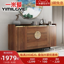 One meter love new Chinese walnut dining side cabinet Modern simple household tempered glass storage cabinet Storage cabinet furniture