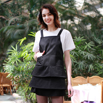 Korean fashion apron waiter kitchen florist cooking milk tea nail shop cute apron overalls custom women