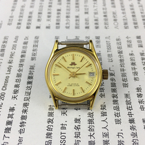 Shijiazhuang watch factory Red Lotus brand single Calendar yellow shell Yellow Face Lady manual mechanical watch gift strap 1