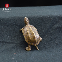 Feng Shui copper ornaments vintage pure copper auspicious turtle copper ornaments Vintage copper tea pet cover set solid copper turtle