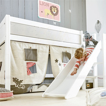 Half-height bed with slide up and down bed solid wood multifunctional childrens bed house bunk bed custom boy castle bed