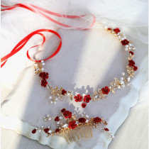 2018 New Red light retro bride headgear Korean hair accessories fairy beauty hair hoop toast dress wedding accessories