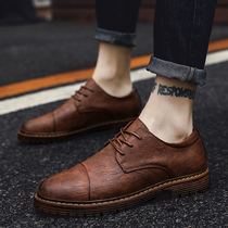 Leather shoes mens 2022 autumn new business formal wear Korean version of British retro breathable inner heightened casual mens shoes trend