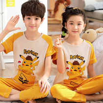 Child Sleepwear Boy Summer Pure Cotton Short Sleeve Thin spring autumn boy CUHK Scout full cotton Home Residence Suit Suit