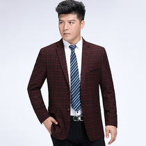 Crazy grab autumn and winter mens suits fashion casual middle-aged wool single suit plaid jacket a generation of conventional