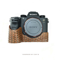 cam-in suitable for Sony A9 Handcrafted Knitted Subsection Camera Protective Sheath Italian Tannic Cow Leather L-008