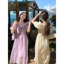 SYT Rome Holiday Floating Comfort with bubbly sleeves Dress Woman Summer Gentle sweet and light thinner collection waist long dress