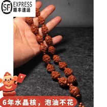 Su Gong handmade olive core necklace 1 5 small seeds eighteen Arhats hand-held core carving text play hand string Old tree crystal core