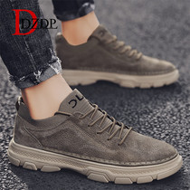 Mens wave shoes 2020 new fall 100 hitch casual mens leather shoes trendy Martin boot tooling wear resistant to mens shoes