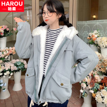 Tooling Jacket Teenage Girl Autumn Winter Clothing 2022 New Junior High Middle School Raw Plus Suede Thickened Goat Hair Short cotton clothes