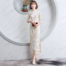 College entrance examination cheongsam 2021 new young French niche lace long retro dress small man Chinese style