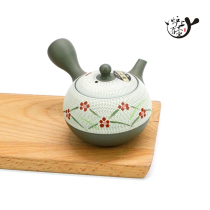 Japan imported often smooth burning spring and autumn Kiln Green grass strip steel mesh side teapot Japanese ceramic teapot carton