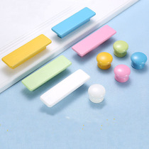 Coloured solid wood children room cabinet door handle hole distance 64 96mm rectangular wooden round drawer single-hole handle