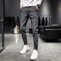 Rich and expensive Korean version of the body Harun elastic small leggings for mens autumn and winter style trends 100 hitch jeans color casual pants men