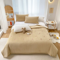 Baby velvet bed cover three-piece set autumn and winter thickened plus velvet quilted quilted bed sheet milk velvet double tatami bedding