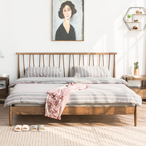 Uwood furniture oak bed double bed 1 8 m bedroom full solid wood single bed 1 5 m Nordic simple furniture