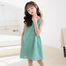 Girls dress foreign style children summer clothes 2021 new college style princess dress childrens striped vest skirt