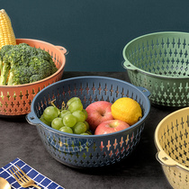 Shengjieya multifunctional double layer drain basket washing basin kitchen fruit plate living room home vegetable washing basin vegetable basket