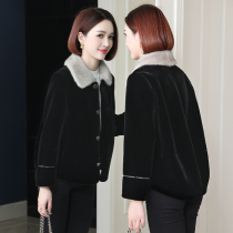 zqqz gold mink fur jacket women fashion temperament Haining short mink wool collar sheep cut coat D435