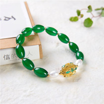 A stone natural green agate pearl bracelet personality fashion versatile transfer niche handsets handstring jewelry gift woman