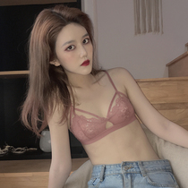 French lace girl underwear women without steel ring ultra-thin triangle cup small chest flat chest student bra bralette