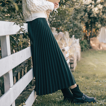 Art Retro Plexigu Skirt Woman Knit Half Body Dress 2021 Autumn Winter New High Waist Display Slim Mid-Length a-style dress